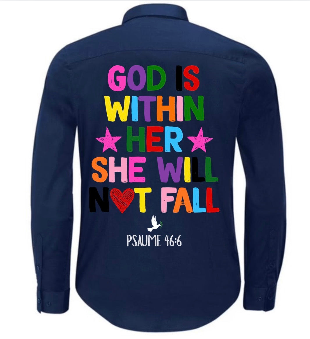 Chemise ‘’GOD IS WITHIN HER’’ Psaume 46:6